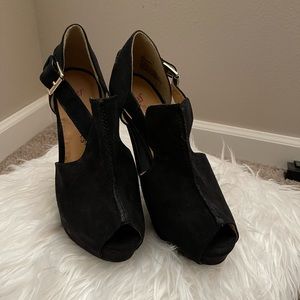 Just Fab Black suede thick heels